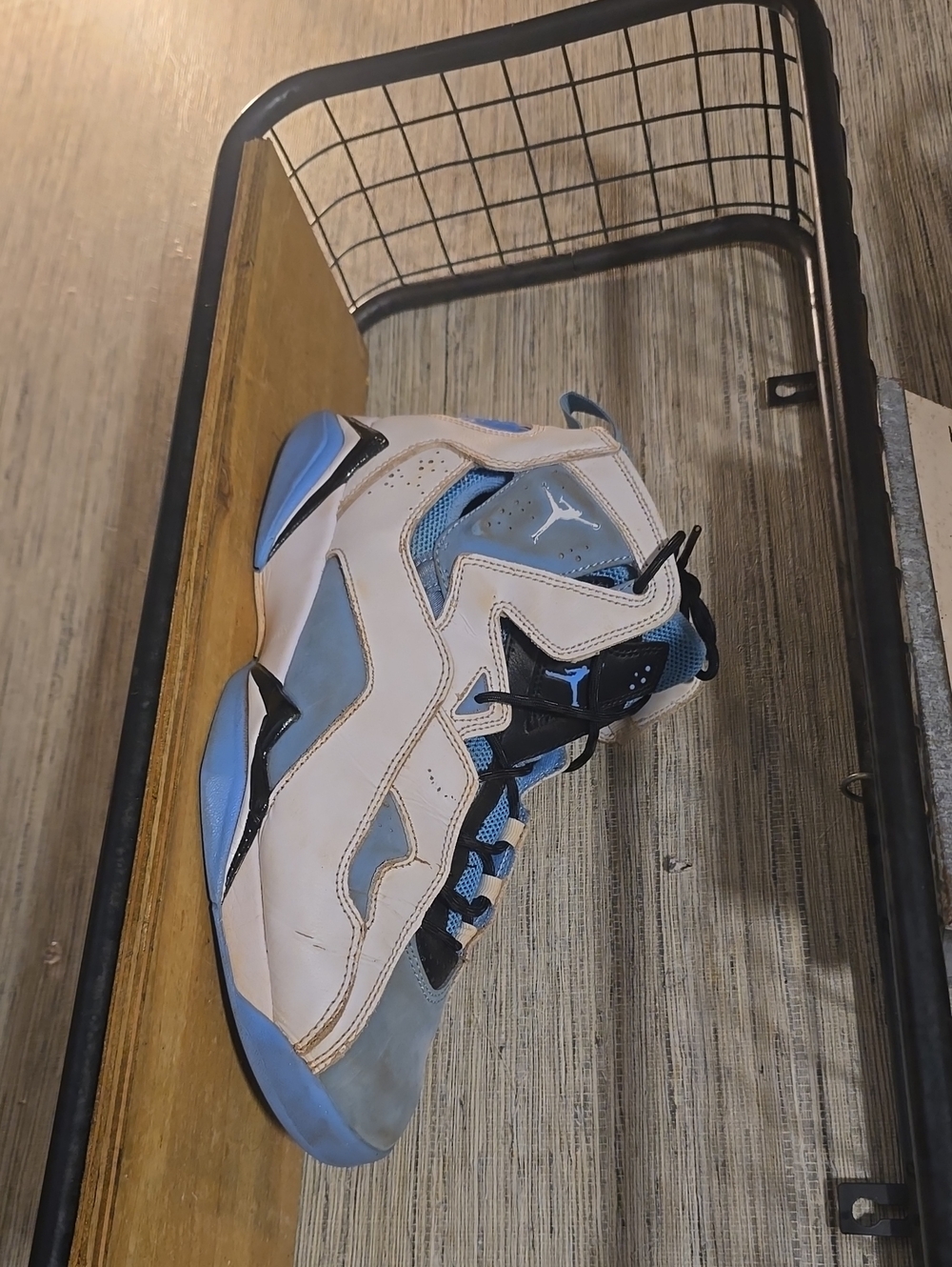Jordan Kids' White and Light Blue High-Top Basketball Sneakers